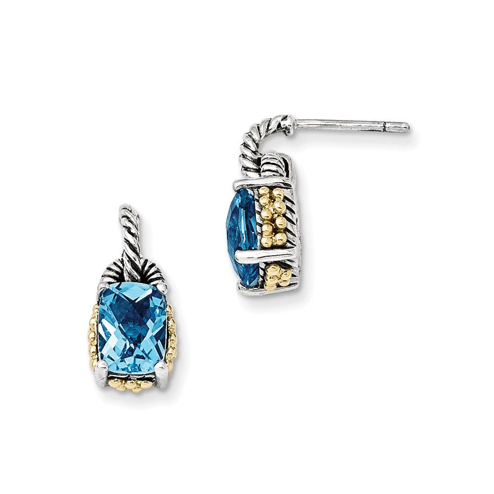 Sterling Silver w/14k Sky Blue Topaz Earrings, 3.6 ct, 15 x 8 mm