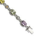 Shey Couture Sterling Silver with 14K Accent 7.25 Inch Antiqued Cushion 4.4Pink Quartz/4.4Green Quartz/4.4Lemon Quartz Bracelet, 15.12 ct, 7.25 x 10 mm