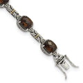 Shey Couture Sterling Silver with 14K Accent 7.75 Inch Antiqued Cushion Smoky Quartz Bracelet, 17.64 ct, 7.75 mm