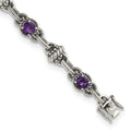 Shey Couture Sterling Silver Antiqued 7.75 Inch Round Amethyst Bracelet, 3.15 ct, 7.75 x 10 mm
