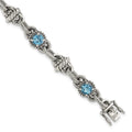 Shey Couture Sterling Silver Antiqued 7.75 Inch Round Swiss Blue Topaz Bracelet, 4.5 ct, 7.75 x 10 mm