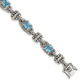 Shey Couture Sterling Silver with 14K Accent 7.5 Inch Antiqued Cushion Swiss Blue Topaz Bracelet, 6.6 ct, 7.5 x 10 mm