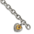 Shey Couture Sterling Silver with 14K Accent 7.5 Inch Antiqued Citrine Heart Bracelet, 1.39 ct, 7.5 mm