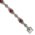 Shey Couture Sterling Silver with 14K Accent Antiqued Oval Garnet 7.25 inch Bracelet, 5.43 ct, 7.25 x 10 mm