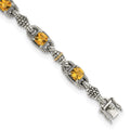Shey Couture Sterling Silver with 14K Accent 7.25 Inch Antiqued Cushion Citrine Bracelet, 5.14 ct, 7.25 mm