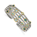 Shey Couture Sterling Silver Gold-tone Flash Gold-plated Antiqued Bezel Sky Blue Swiss and London Blue Topaz Cuff Bracelet, 3.653 ct, 6.75 x 22 mm