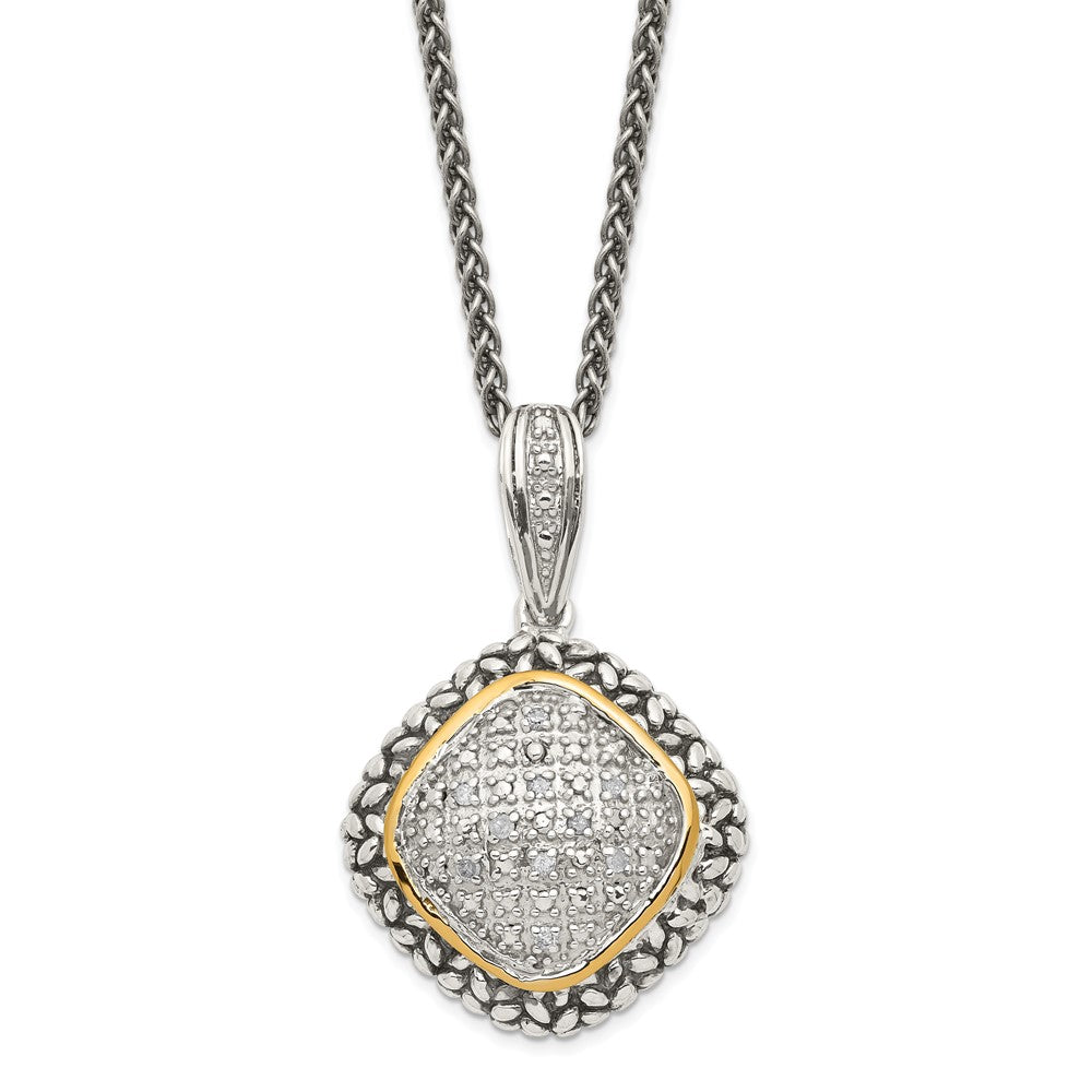 Shey Couture Sterling Silver with 14K Accent 18 Inch Antiqued Diamond Necklace, 0.08 ct, 18 x 23 mm