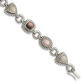 Shey Couture Sterling Silver 7.75 Inch Antiqued Pink/Black/White Mother of Pearl Bracelet, 7.75 x 12 mm