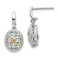 Shey Couture Sterling Silver Rhodium-plated with 14K Accent Diamond Post Dangle Earrings, 0.08 ct, 21 x 10 mm