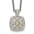 Shey Couture Sterling Silver Antiqued with 14K Accent 18 Inch Diamond Vintage Necklace, 0.1 ct, 18 x 17 mm