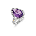 Sterling Silver w/14k Amethyst Ring, Size 7