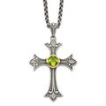 Shey Couture Sterling Silver with 14K Accent 18 Inch Antiqued Diamond and Cushion Bezel Peridot Necklace, 1.1 ct, 18 mm