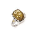 Sterling Silver w/14k Whiskey Quartz Ring, Size 8