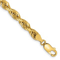 14K 8 Inch 5mm Diamond-cut Quadruple Rope Lobster Clasp Chain, 1 x 5 mm