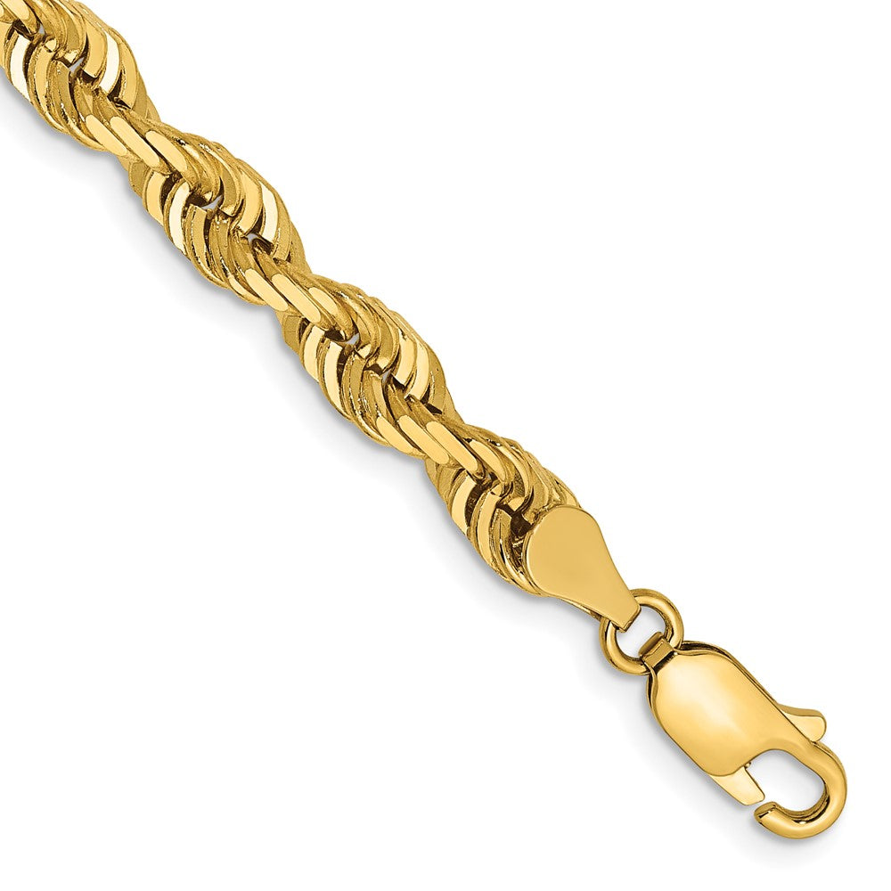 14K 8 Inch 5mm Diamond-cut Quadruple Rope Lobster Clasp Chain, 1 x 5 mm