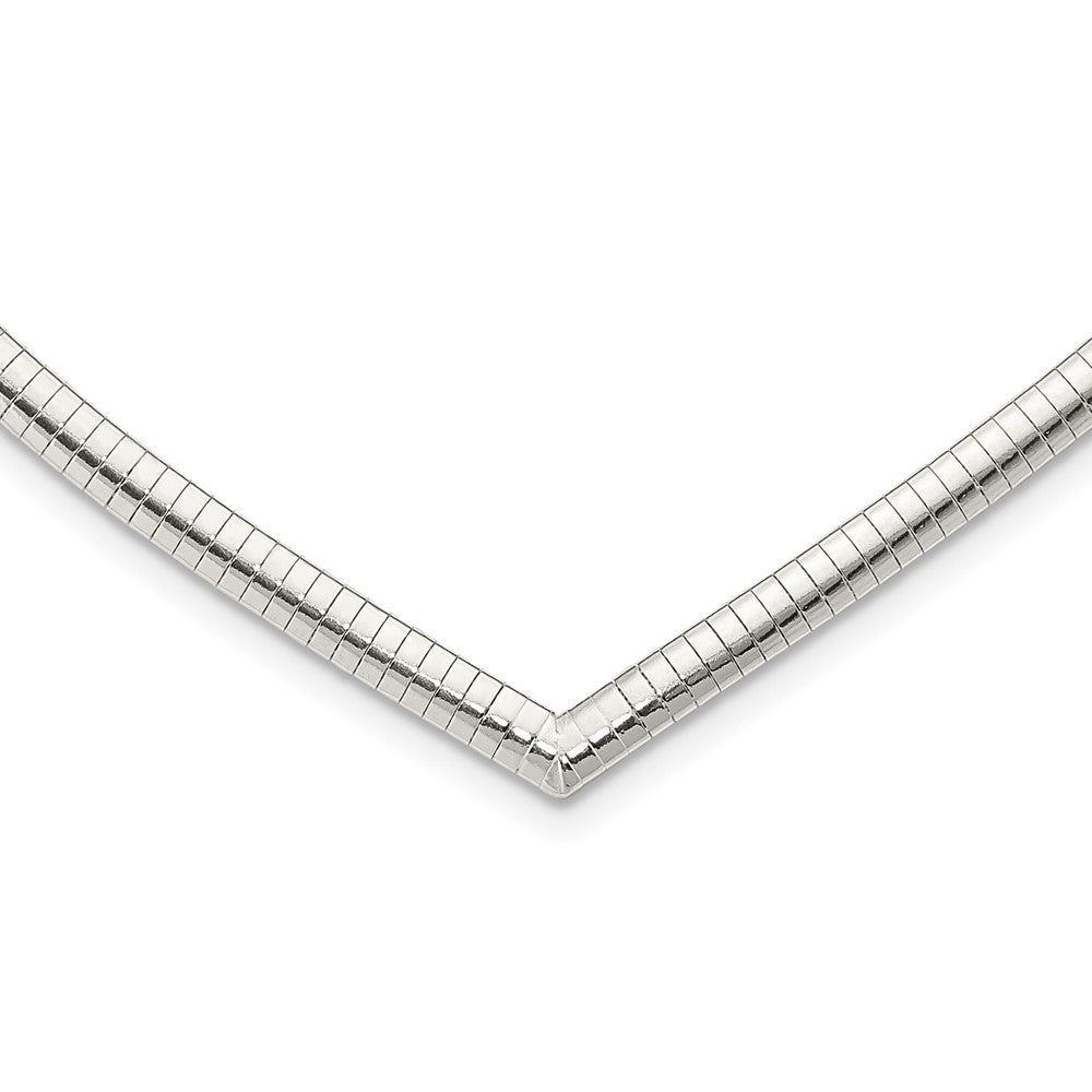 Sterling Silver 4mm Cubetto V-shaped Necklace, 17 x 4 mm