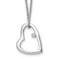 White Ice Sterling Silver Rhodium-plated 18 Inch Diamond Open Heart Necklace with 2 Inch Extender, 0.01 ct, 20 x 21 mm