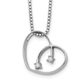 White Ice Sterling Silver Rhodium-plated 18 Inch Diamond Open Heart Necklace with 2 Inch Extender, 0.04 ct, 20 x 20 mm