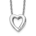 White Ice Sterling Silver Rhodium-plated Diamond 18 Inch Heart Necklace with 2 Inch Extender, 0.02 ct, 20 x 12 mm