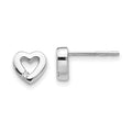 White Ice Sterling Silver Rhodium-plated Diamond Open Heart Post Earrings, 0.04 ct, 7 x 8 mm