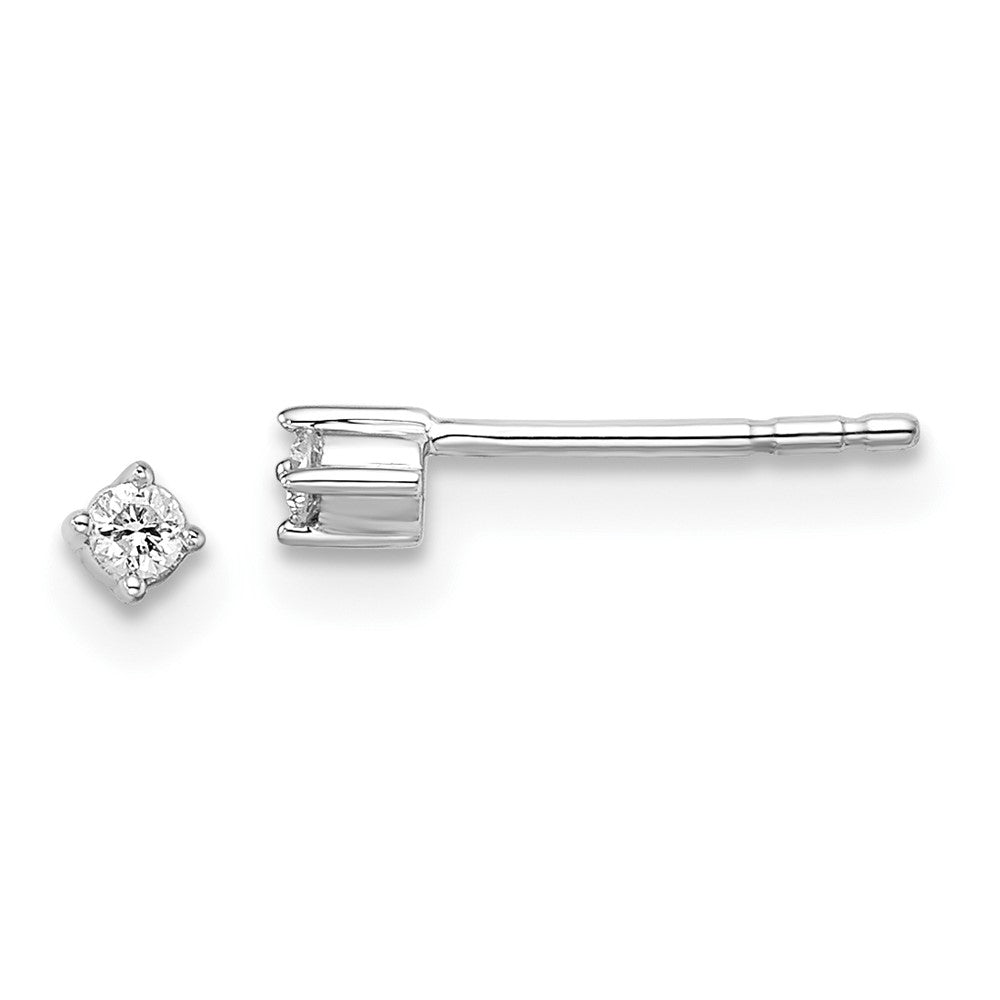 White Ice Sterling Silver Rhodium-plated Diamond Stud Post Earrings, 0.06 ct, 2 x 2 mm