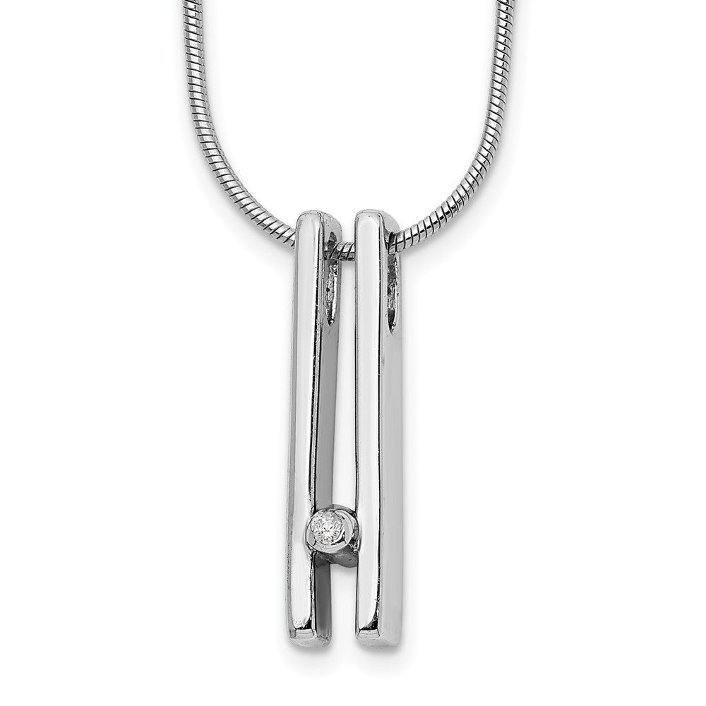 White Ice Sterling Silver Rhodium-plated 18 Inch Diamond Necklace with 2 Inch Extender, 0.02 ct, 20 mm, 2.07 g