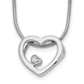 White Ice Sterling Silver Rhodium-plated 18 Inch Diamond Open Heart Necklace with 2 Inch Extender, 0.01 ct, 20 x 18 mm