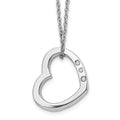 White Ice Sterling Silver Rhodium-plated 18 Inch Diamond Open Heart Necklace with 2 Inch Extender, 0.03 ct, 20 x 16 mm