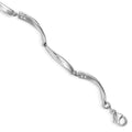White Ice Sterling Silver Rhodium-plated Satin and Polished Diamond 7.5 Inch Bracelet with 1 Inch Extender, 0.04 ct, 7.5 x 5 mm