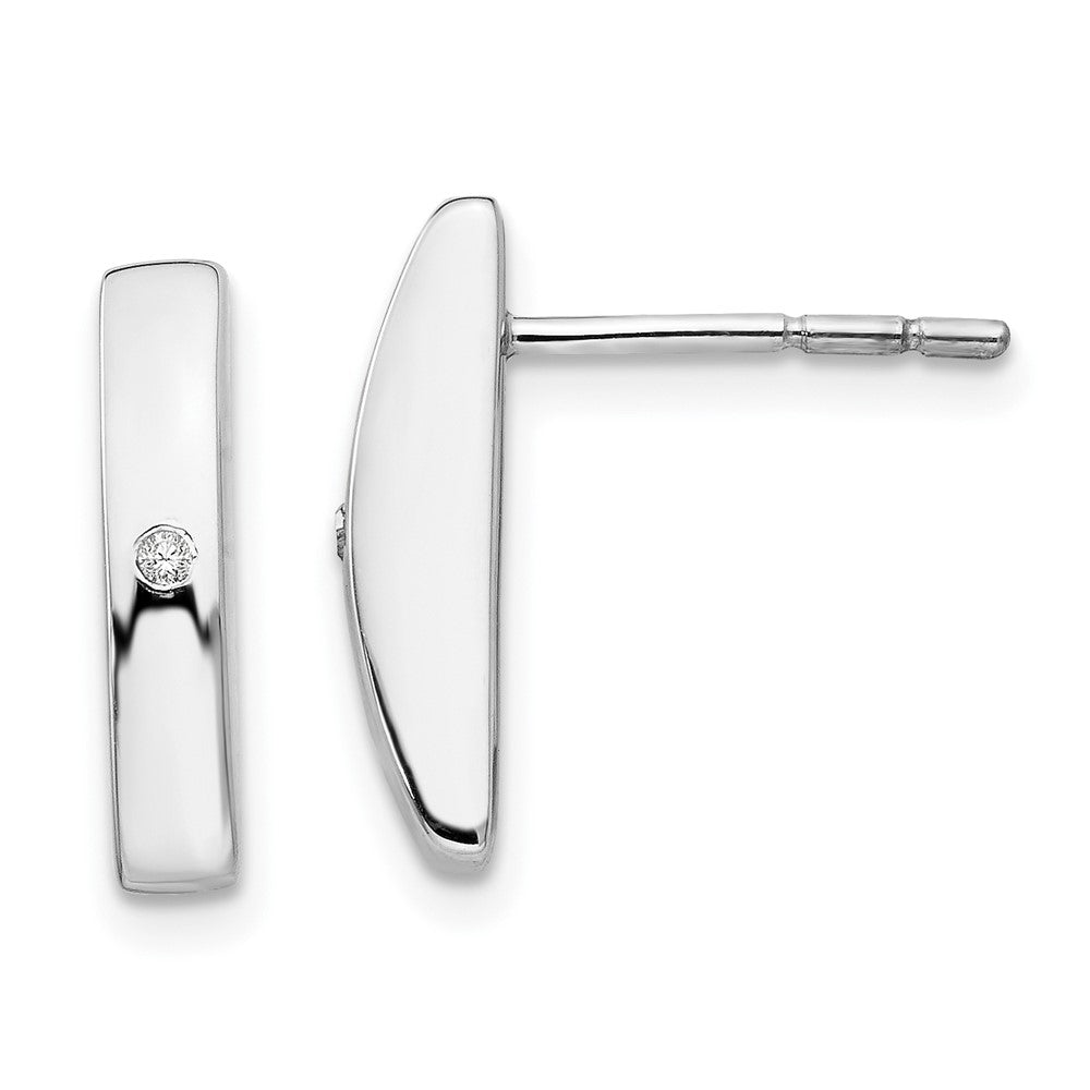 White Ice Sterling Silver Rhodium-plated Diamond Post Earrings, 0.02 ct, 15 x 3 mm