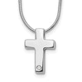 White Ice Sterling Silver Rhodium-plated 18 Inch Diamond Cross Necklace with 2 Inch Extender, 0.01 ct, 20 x 15 mm