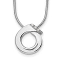 White Ice Sterling Silver Rhodium-plated 18 Inch Open Circle Diamond Necklace with 2 Inch Extender, 0.015 ct, 20 x 15 mm