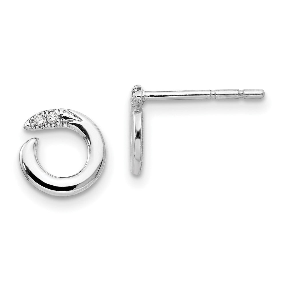 White Ice Sterling Silver Rhodium-plated Open Circle Diamond Post Earrings, 0.02 ct, 10 x 10 mm