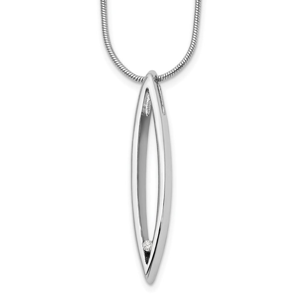 White Ice Sterling Silver Rhodium-plated 18 Inch Diamond Necklace with 2 Inch Extender, 0.02 ct, 20 x 7 mm