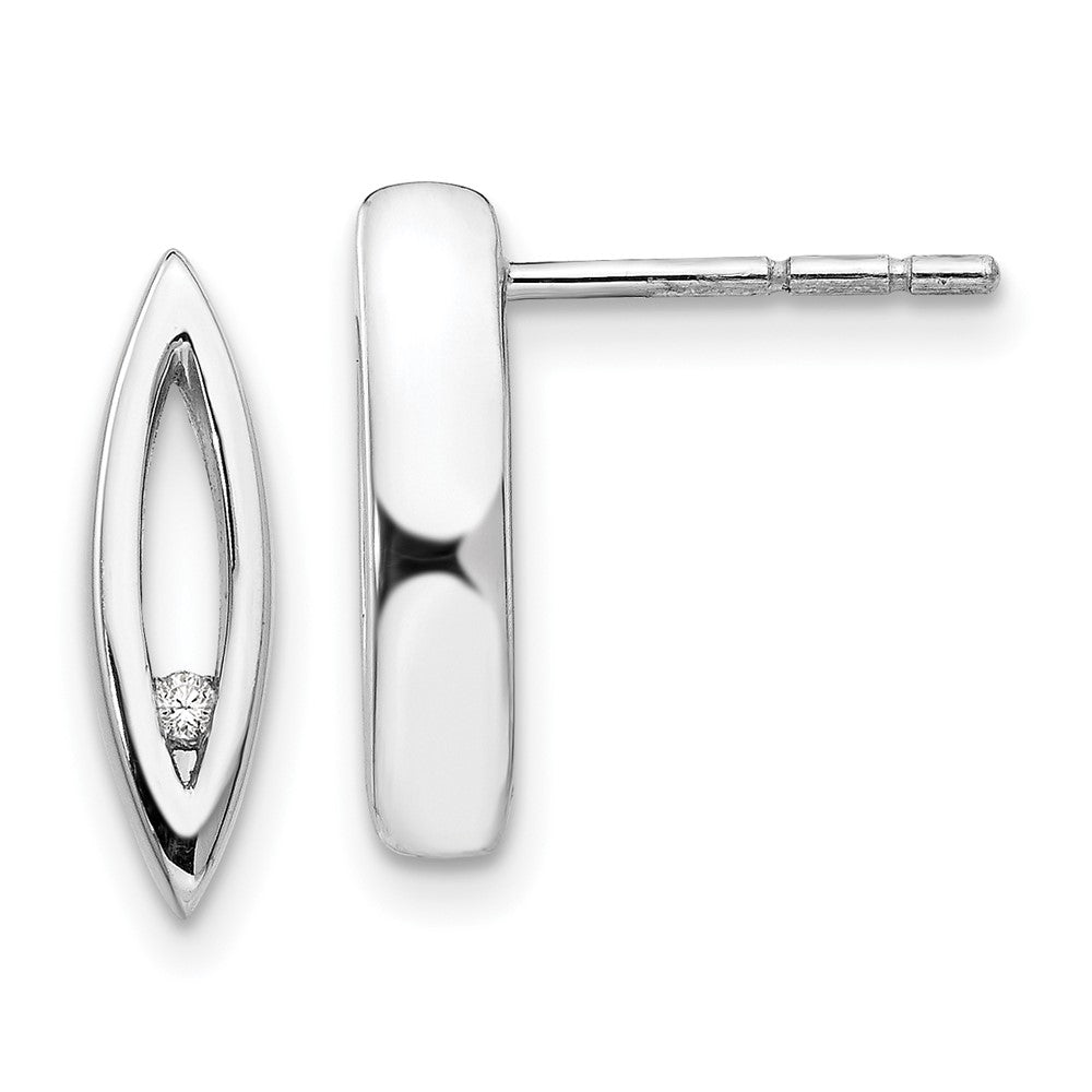 White Ice Sterling Silver Rhodium-plated Diamond Post Earrings, 0.02 ct, 15 x 4 mm