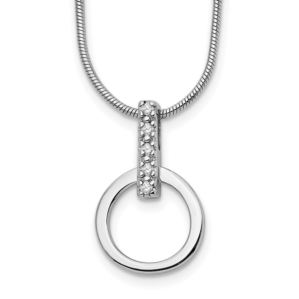 White Ice Sterling Silver Rhodium-plated 18 Inch Open Circle Diamond Necklace with 2 Inch Extender, 0.05 ct, 20 x 19 mm