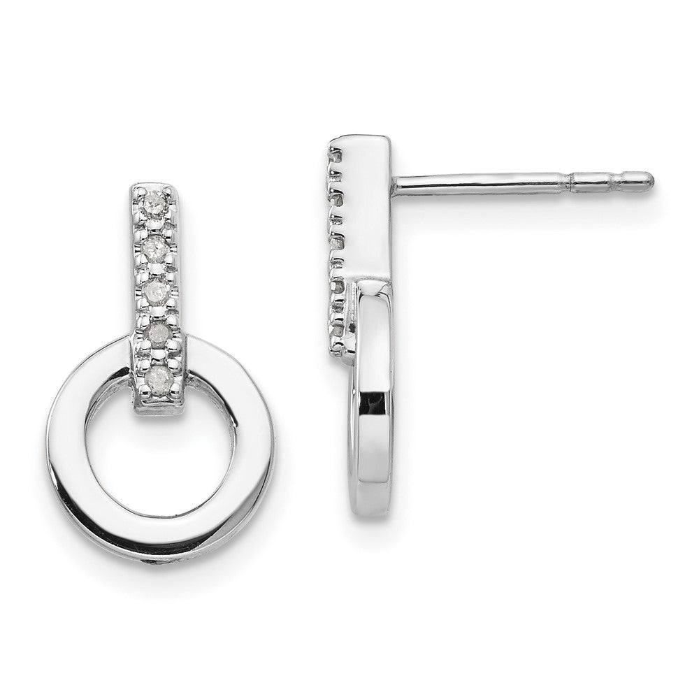 White Ice Sterling Silver Rhodium-plated Diamond Open Circle Post Earrings, 0.05 ct, 15 x 10 mm