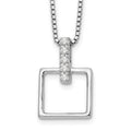 White Ice Sterling Silver Rhodium-plated 18 Inch Diamond Open Squared Necklace with 2 Inch Extender, 0.1 ct, 20 x 13 mm