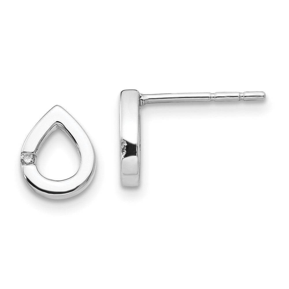 White Ice Sterling Silver Rhodium-plated Diamond Teardrop Post Earrings, 0.02 ct, 7 x 7 mm