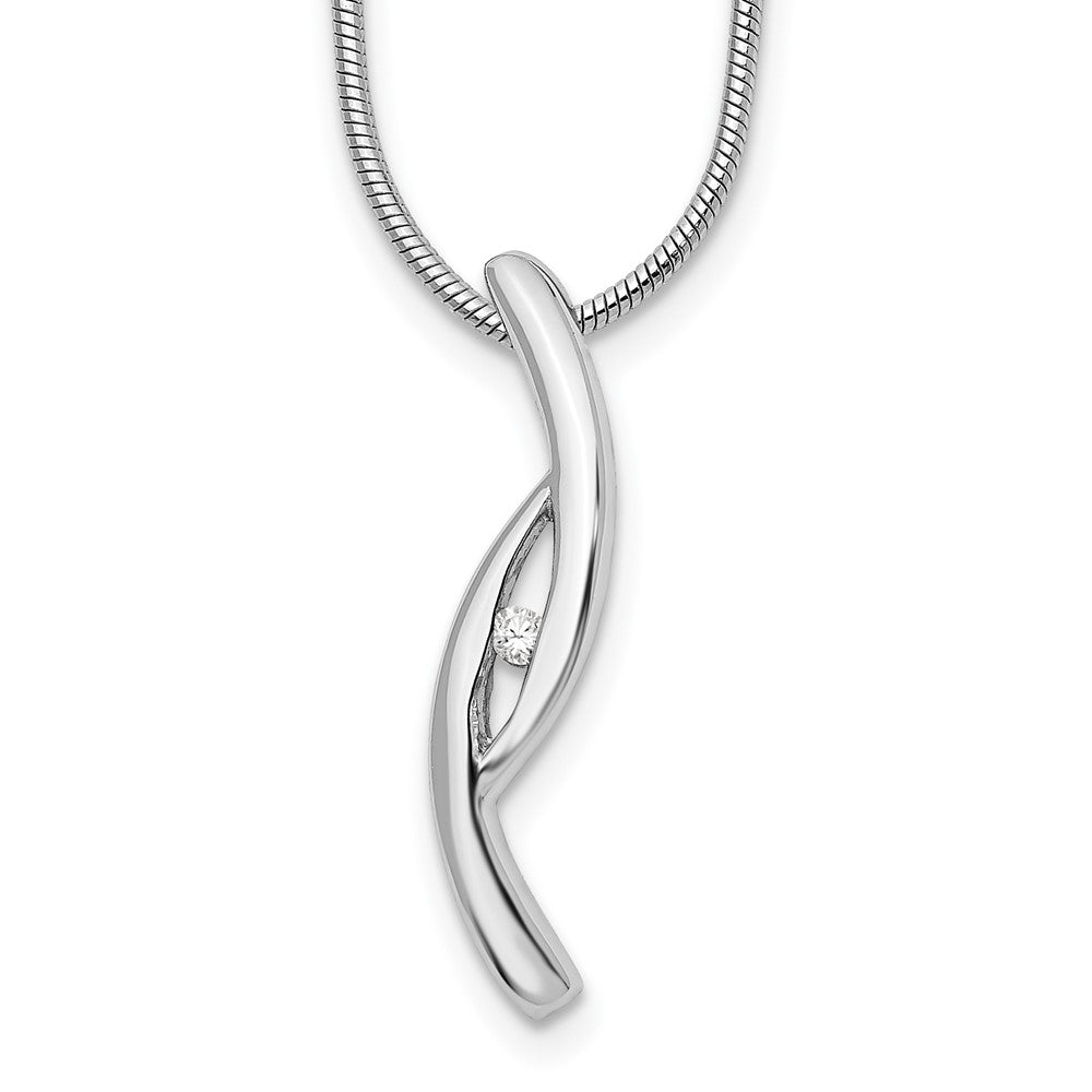 White Ice Sterling Silver Rhodium-plated 18 Inch Diamond Necklace with 2 Inch Extender, 0.02 ct, 20 mm, 0.72 g