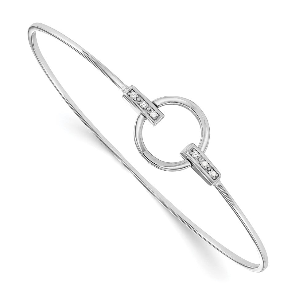White Ice Sterling Silver Rhodium-plated Diamond Bangle, 0.06 ct, 7 x 27 mm