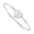 White Ice Sterling Silver Rhodium-plated Diamond Heart Bangle Bracelet, 0.01 ct, 7 x 17 mm