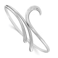 White Ice Sterling Silver Rhodium-plated Diamond Swirl Bangle Bracelet, 0.024 ct, 7 x 59 mm