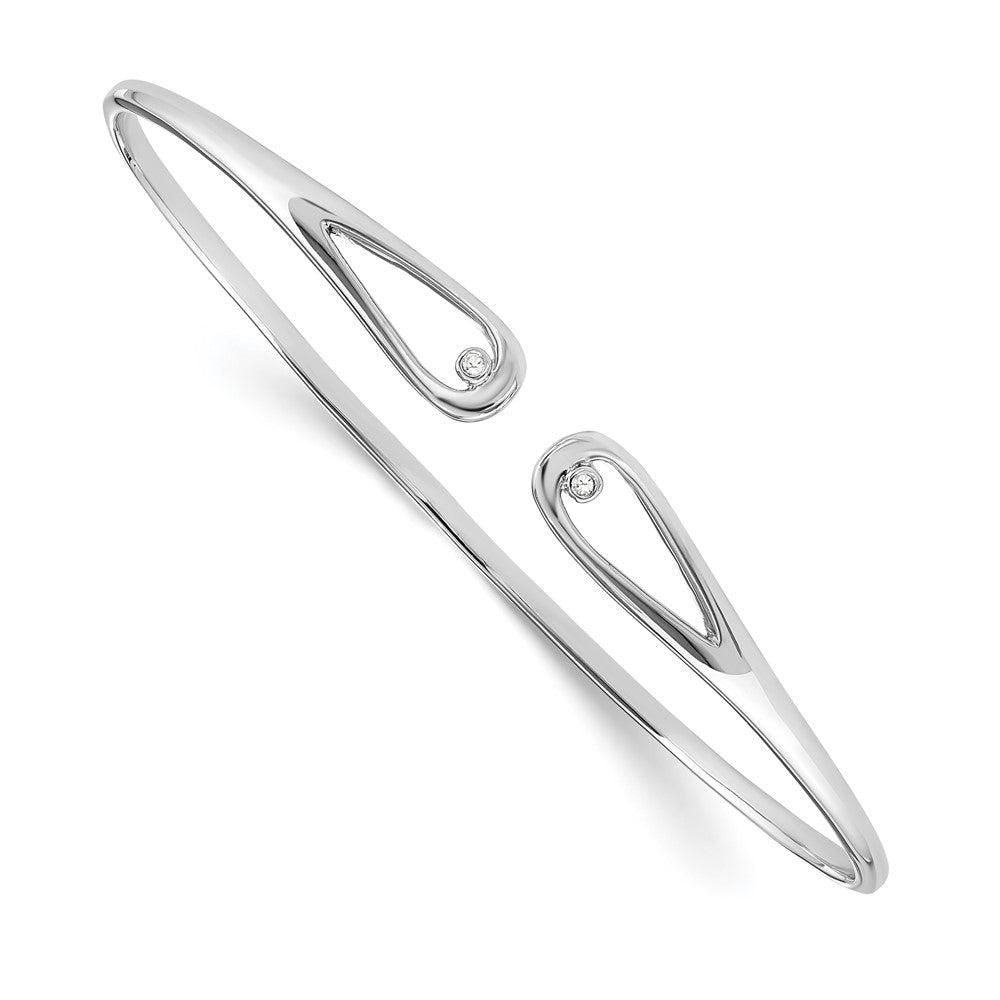 White Ice Sterling Silver Rhodium-plated Diamond Bangle, 0.02 ct, 7 x 8 mm