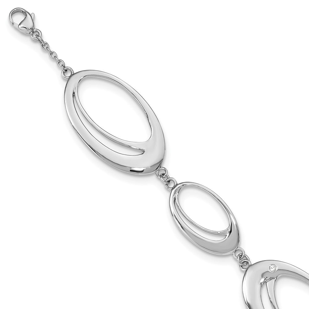 White Ice Sterling Silver Rhodium-plated Diamond 7 Inch Fancy Ovals Bracelet, 0.02 ct, 7 x 29.5 mm