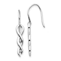 White Ice Sterling Silver Rhodium-plated Diamond Twist Dangle Shepherd Hook Earrings, 0.048 ct, 38 x 12 mm