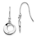 White Ice Sterling Silver Rhodium-plated Diamond Circle Shepherd Hook Dangle Earrings, 0.021 ct, 28 x 11 mm