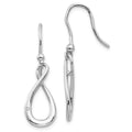 White Ice Sterling Silver Rhodium-plated Diamond Shepherd Hook Dangle Earrings, 0.01 ct, 17 x 10.5 mm