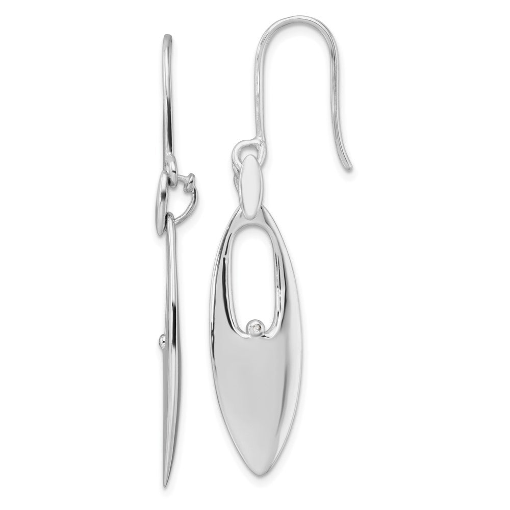 White Ice Sterling Silver Rhodium-plated Diamond Shepherd Hook Dangle Earrings, 0.01 ct, 52 x 11 mm