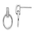 White Ice Sterling Silver Rhodium-plated Open Oval Diamond Post Dangle Earrings, 0.05 ct, 20 x 10 mm